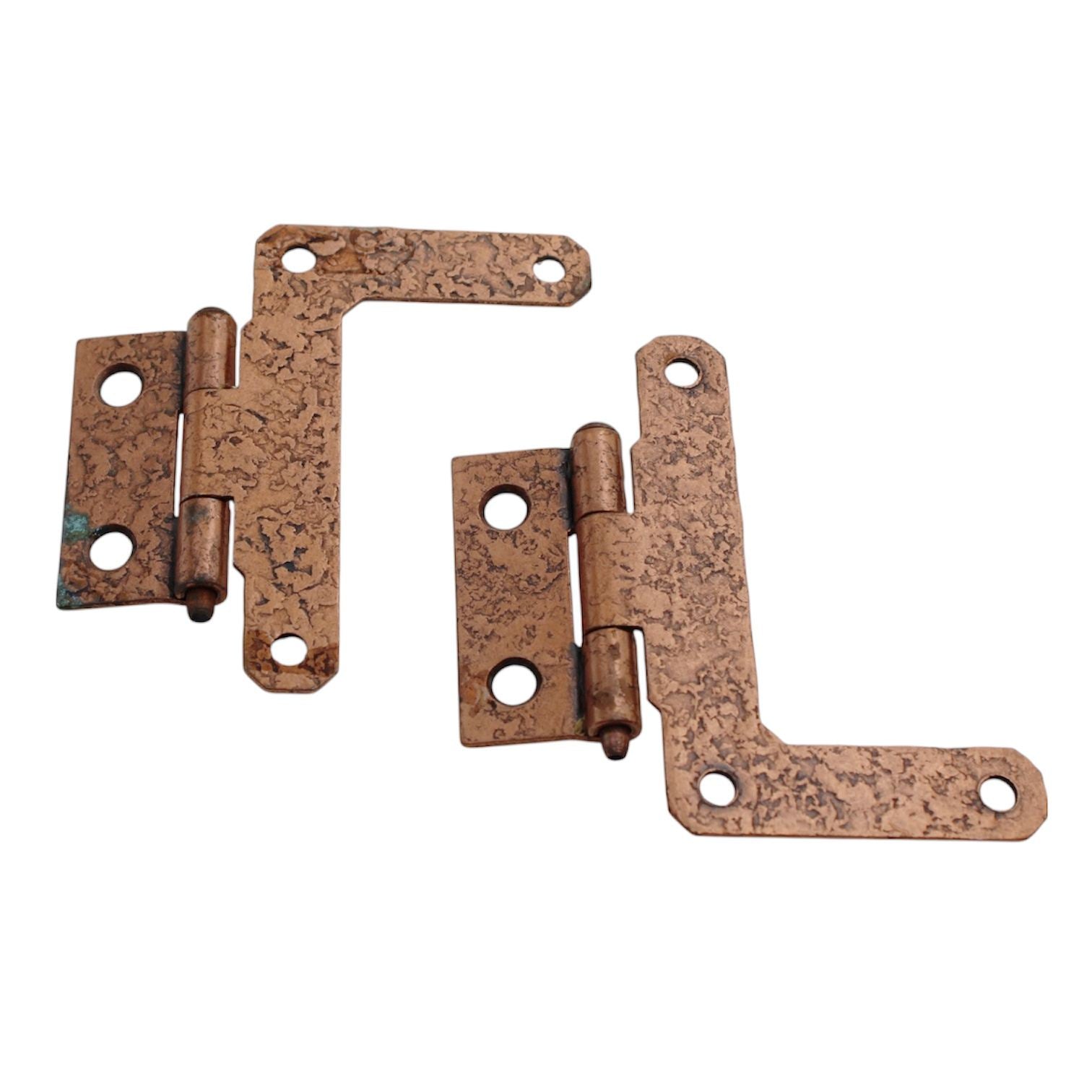 Pair McKinney Half Surface 3 Inch "L" Hinges For Flush Door Copper 12723