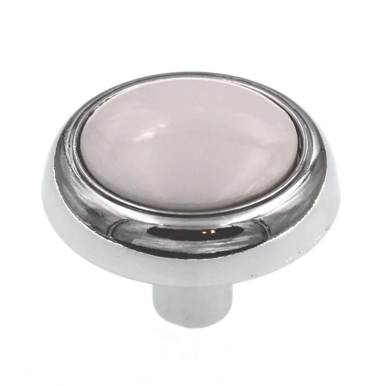 Amerock Allison 1 1/4" Polished Chrome and White Ceramic Center Cabinet Knob 262WCH