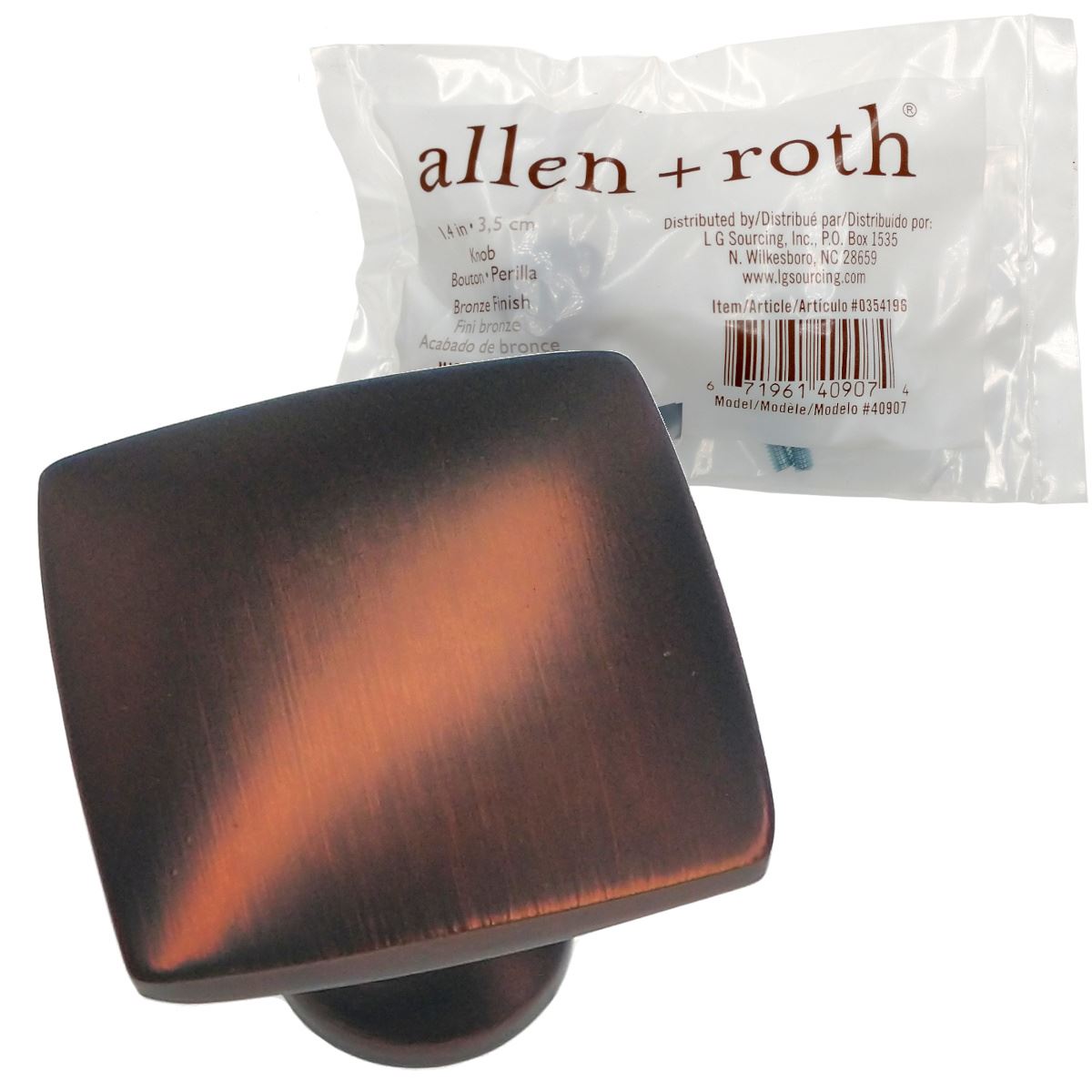 Paquete de 12 Allen + Roth Designer Bronce Dorado Cuadrado 1 3/8" Perilla 40907