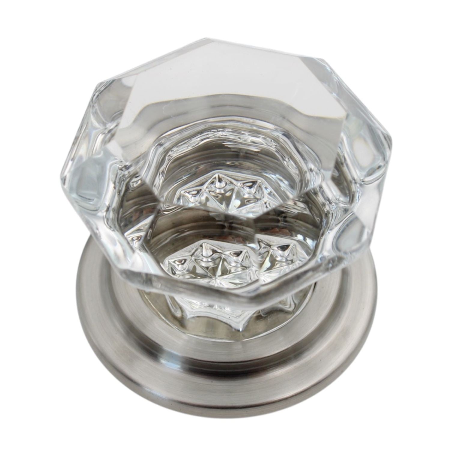 Emtek Old Town Glass 1 3/4" Wardrobe Knob Satin Nickel Base 86028US15