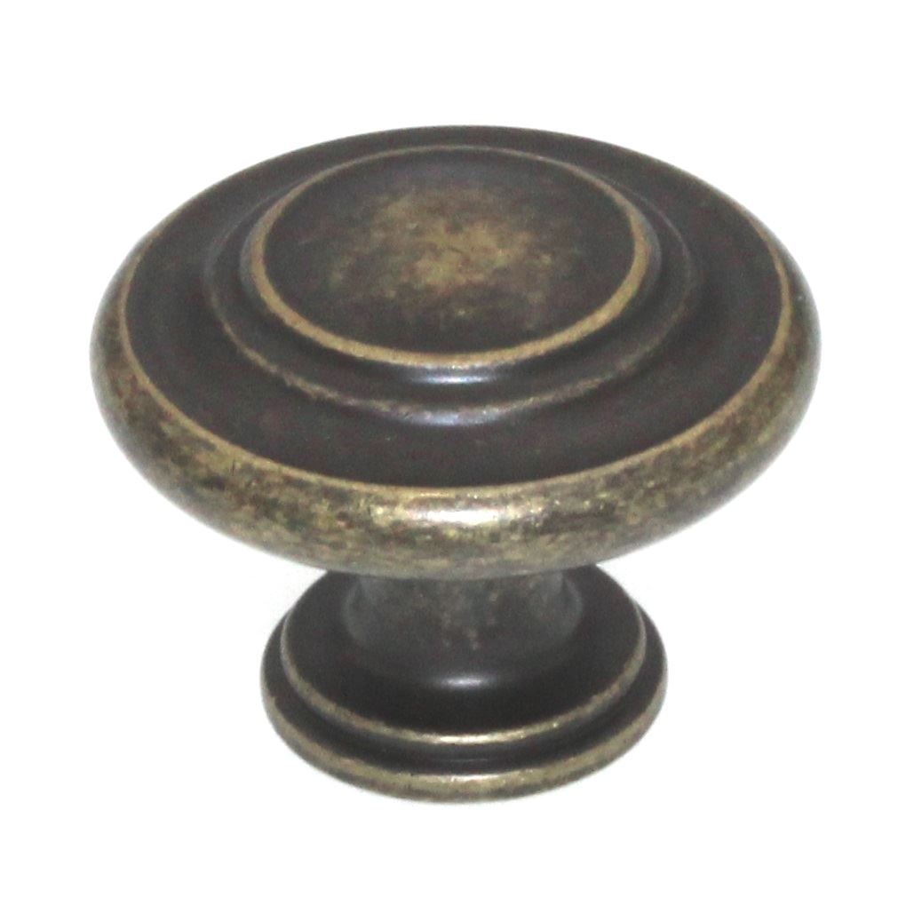 Amerock Inspirations BP1586-R2 Weathered Brass 1 3/8" Ringed Cabinet Knob Pull
