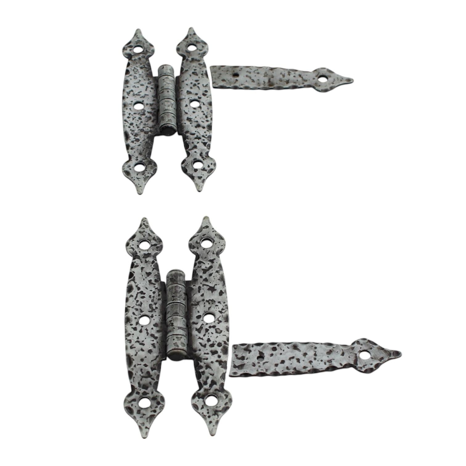 Pair Amerock "HL" Hinges Hammered Spade Tip Colonial Black Flush Door BP1618-CB