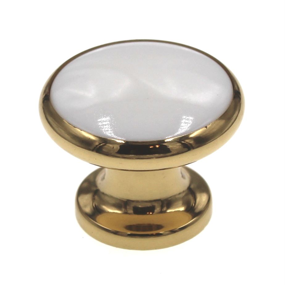 Amerock 1 1/4" Polished Brass Round Cabinet Solid Brass Knob BP5526-WH3