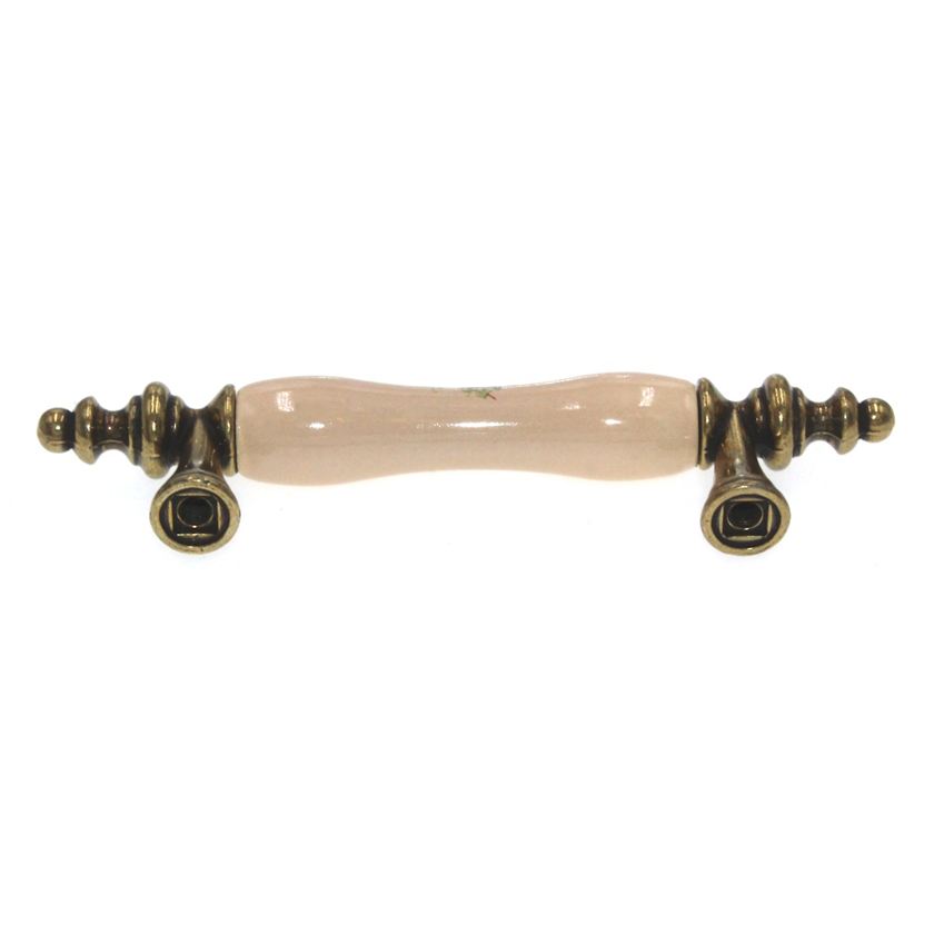 Amerock BP76243-FALB Antique Brass Allison 3"cc Cabinet Bar Pull Handle with Floral Almond Ceramic Center