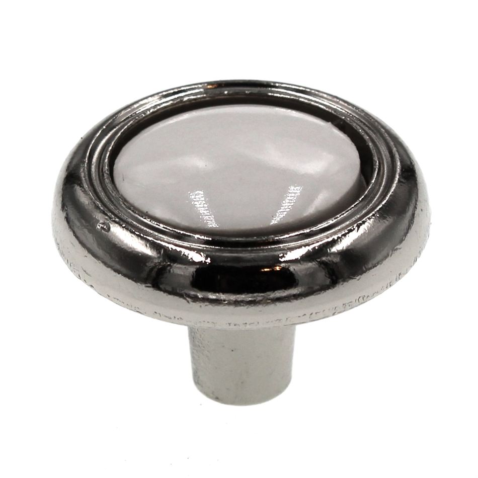 Amerock BP76244-26W Polished Chrome 1 1/4" Cabinet Knob with White Center