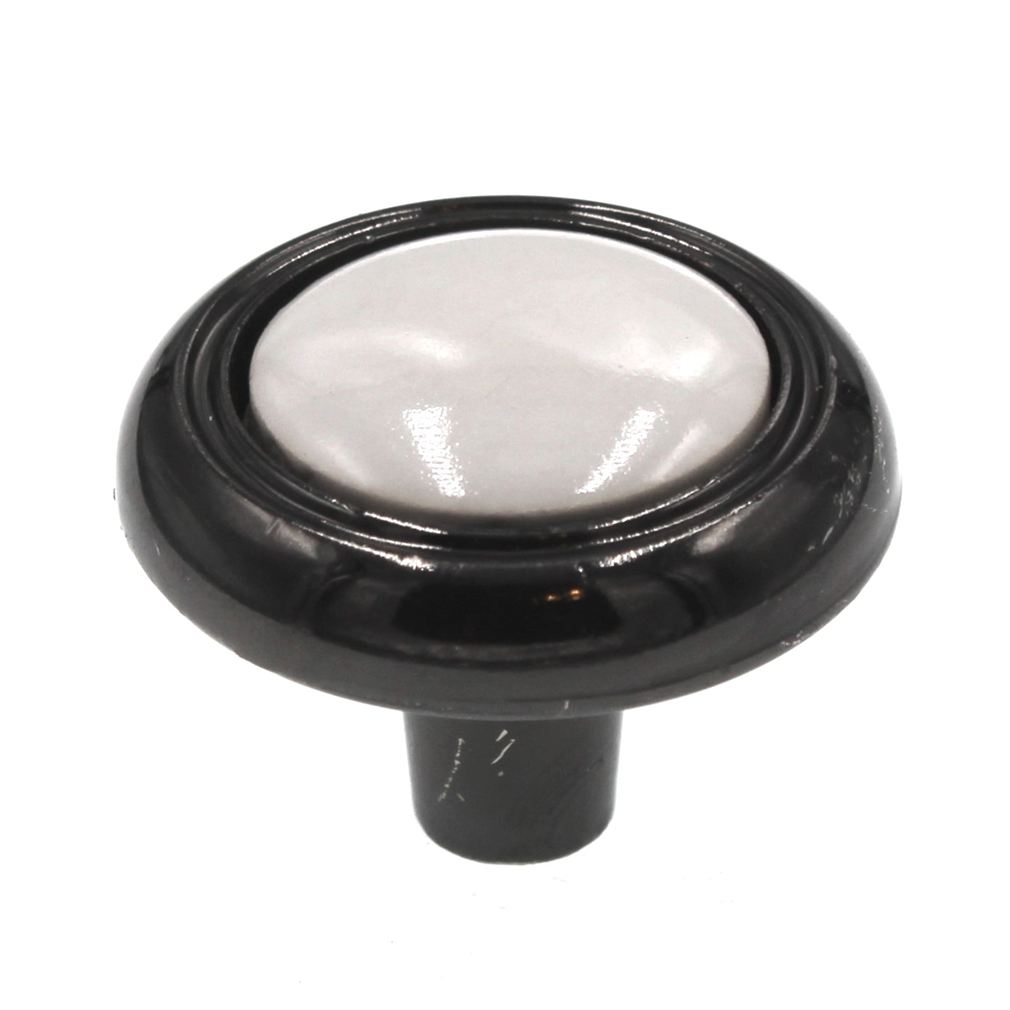 Amerock BP76244-BNW Black Nickel 1 1/4" Cabinet Knob with White Ceramic Center