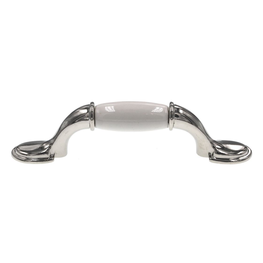 Amerock BP76245-26W Polished Chrome 3"cc Cabinet Handle Pull, White Ceramic Center