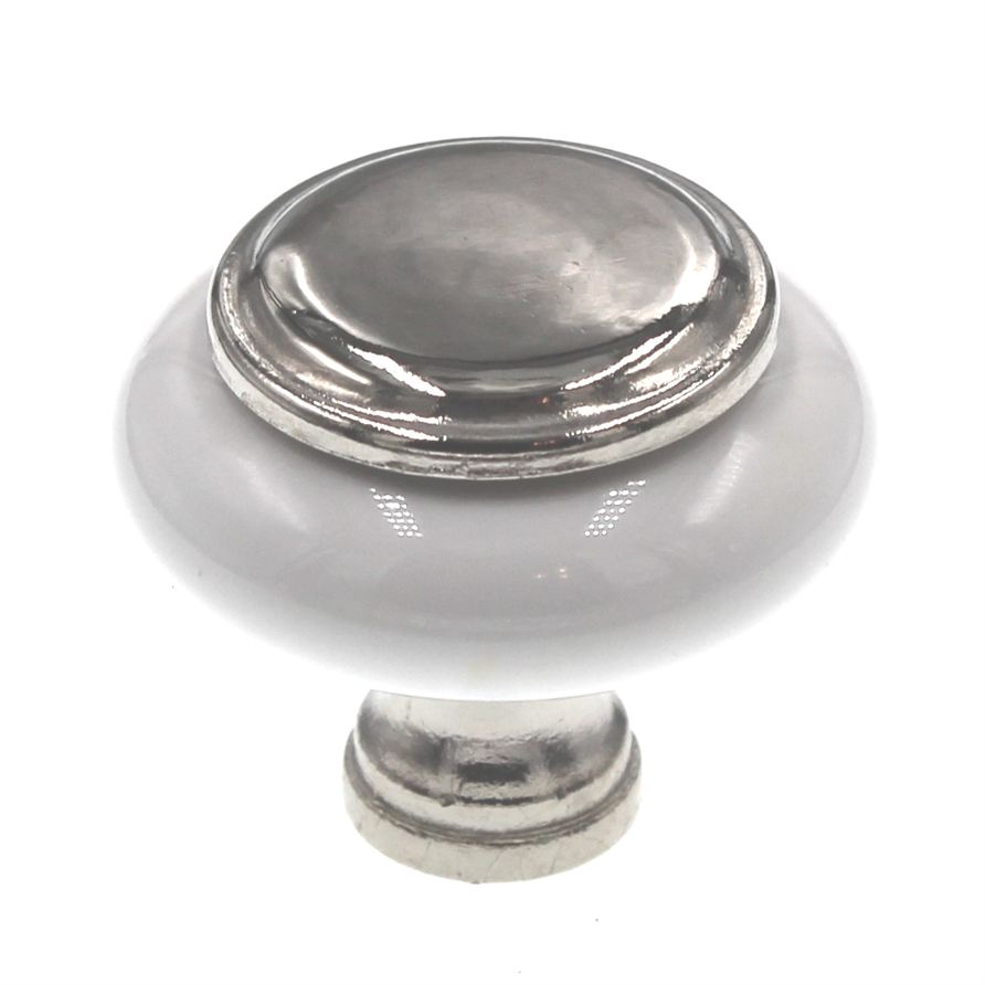 Amerock BP76246-26W White 1 1/4" Cabinet Knob w/Polished Chrome Stem Center