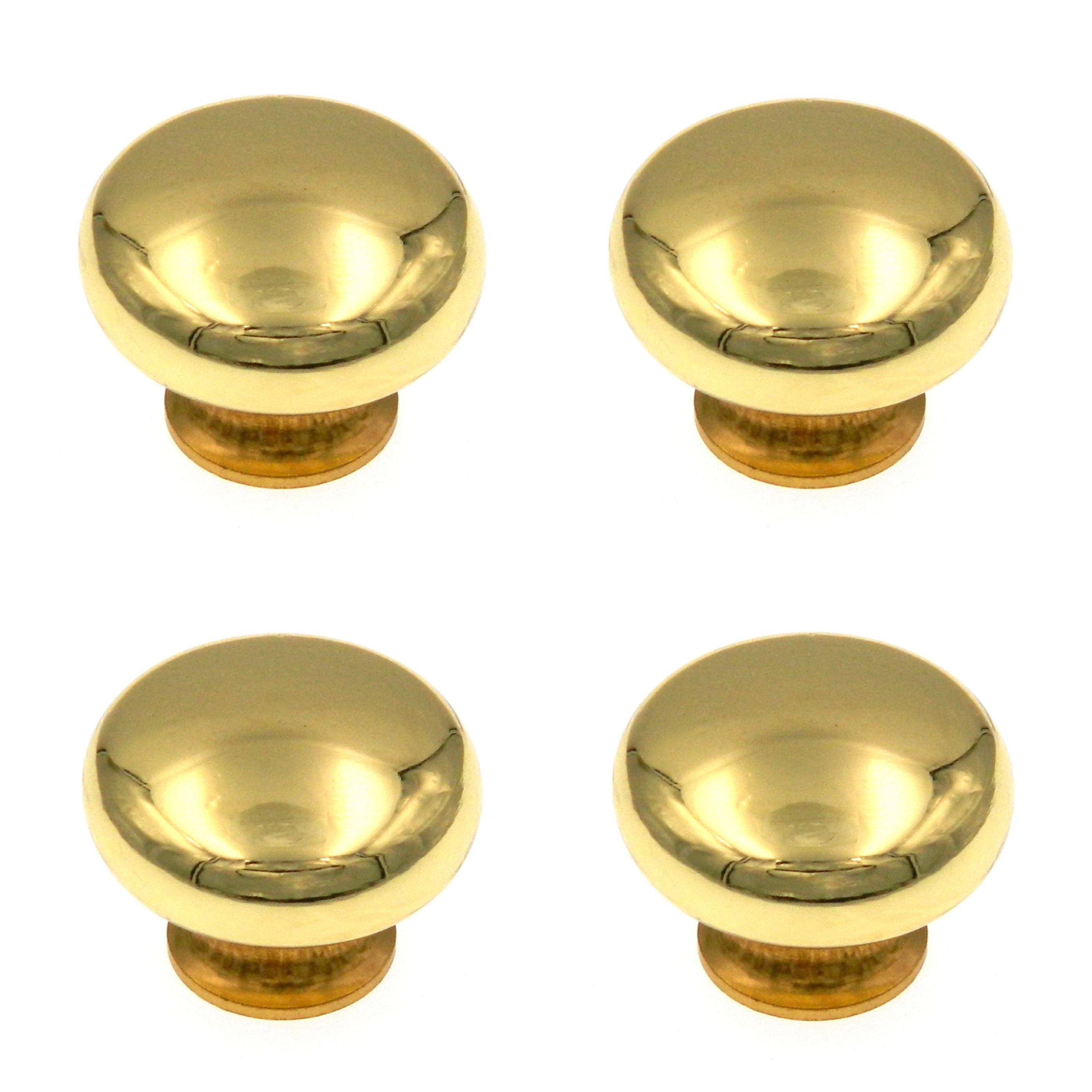 4 Pack Amerock BP770-3 Polished Brass 1 1/8" Round Cabinet Knob Pulls Allison