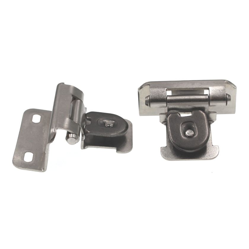 Pair of Single Demountable 1/2" Overlay Cabinet Hinges Satin Nickel BPR8719G10