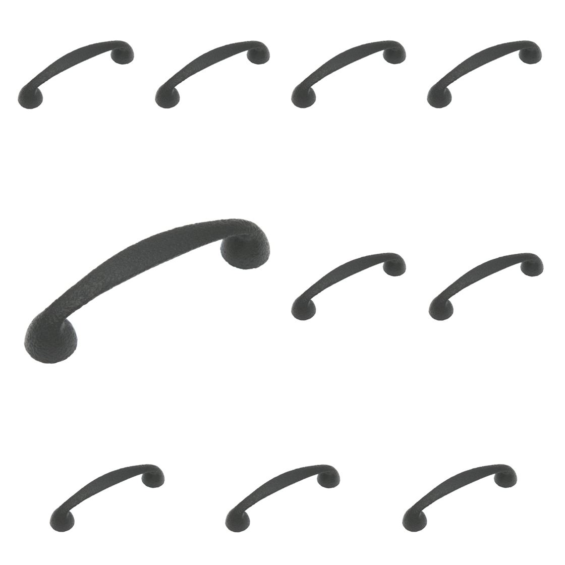 10 Pack of Ancient Treasures Rustic Hammered C040BLK Black 3 3/4" (96mm)cc Arch Pull