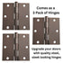 3 Pack Warwick 3 1/2" Door Hinge Square Corner Oil-Rubbed Bronze DA3013BZ