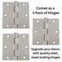 3 Pack Warwick 3 1/2" Door Hinge Square Corner Satin Nickel DA3013SN