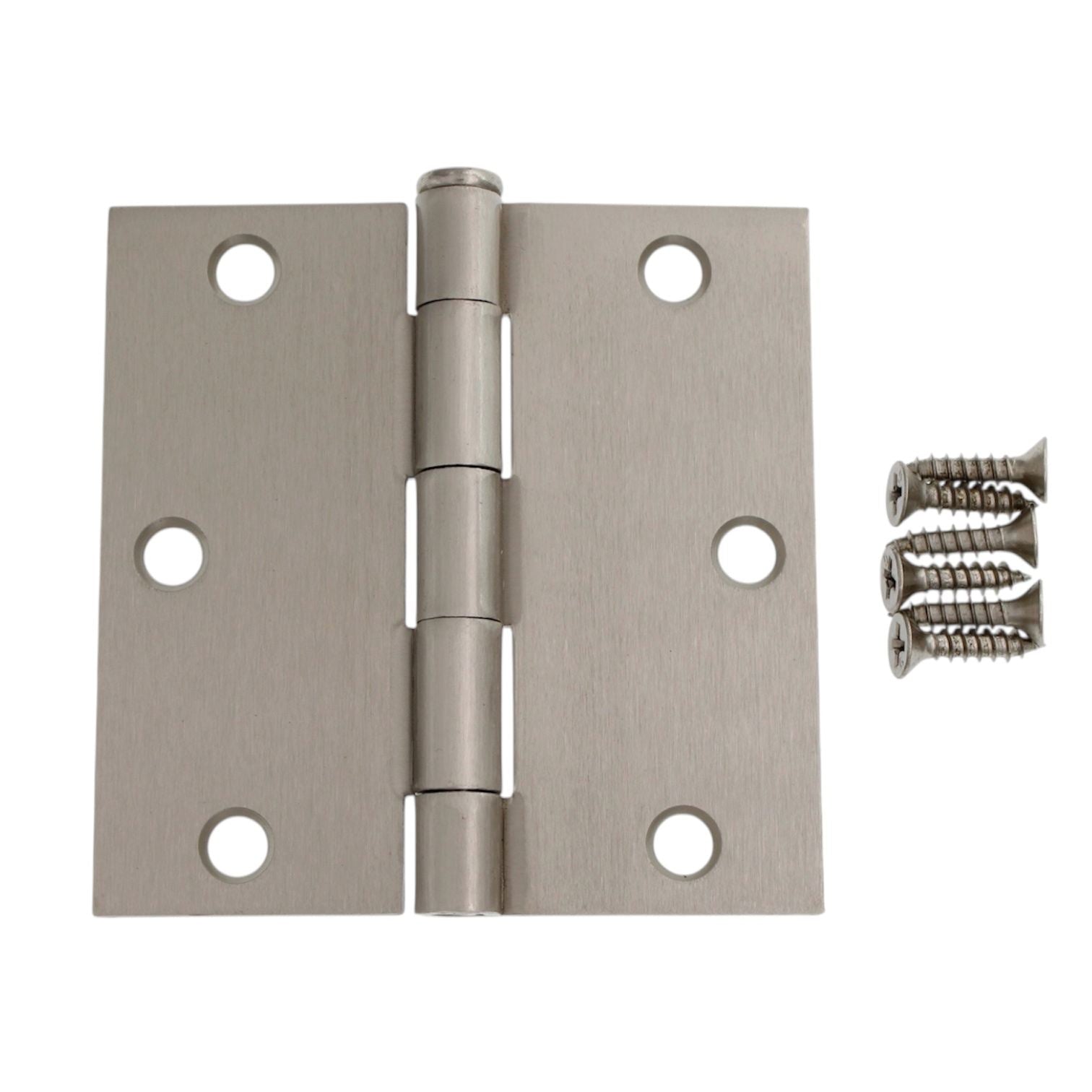 3 Pack Warwick 3 1/2" Door Hinge Square Corner Satin Nickel DA3013SN