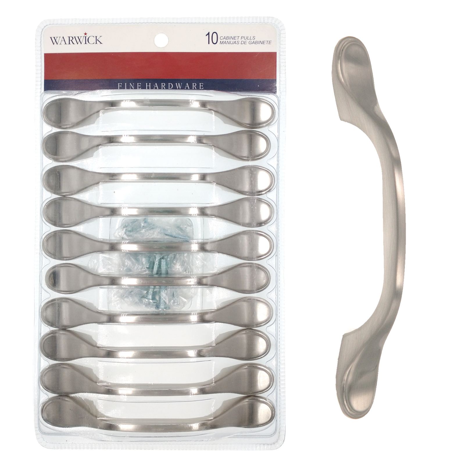 10 Pack Warwick Traditional Satin Nickel 3"cc Cabinet Handle Pulls DH1010BPSN