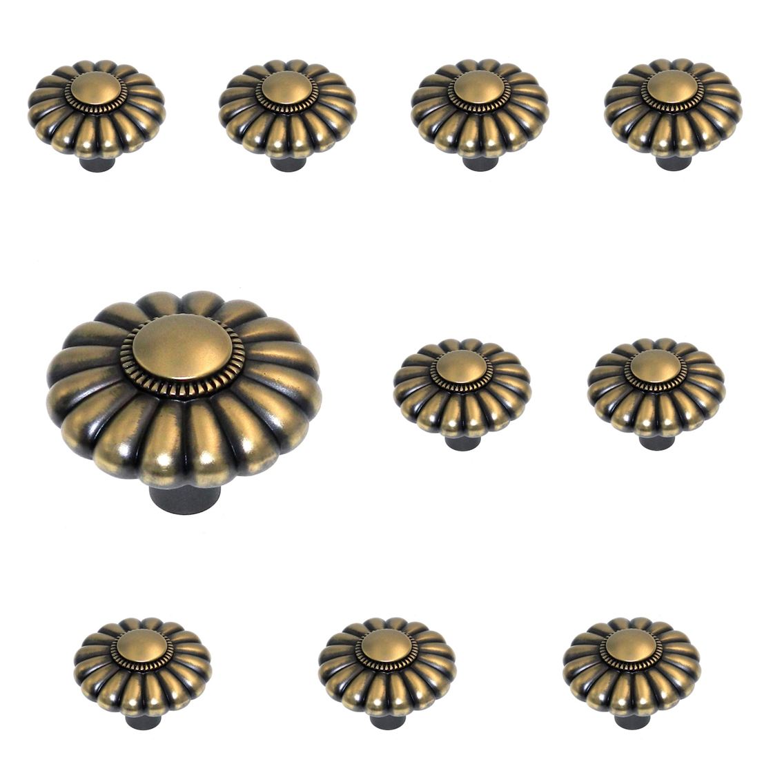 10 Pack Belwith Keeler Beaded Classic 1 1/2" Winchester Brass Beaded Solid Brass Cabinet Knob G3-06