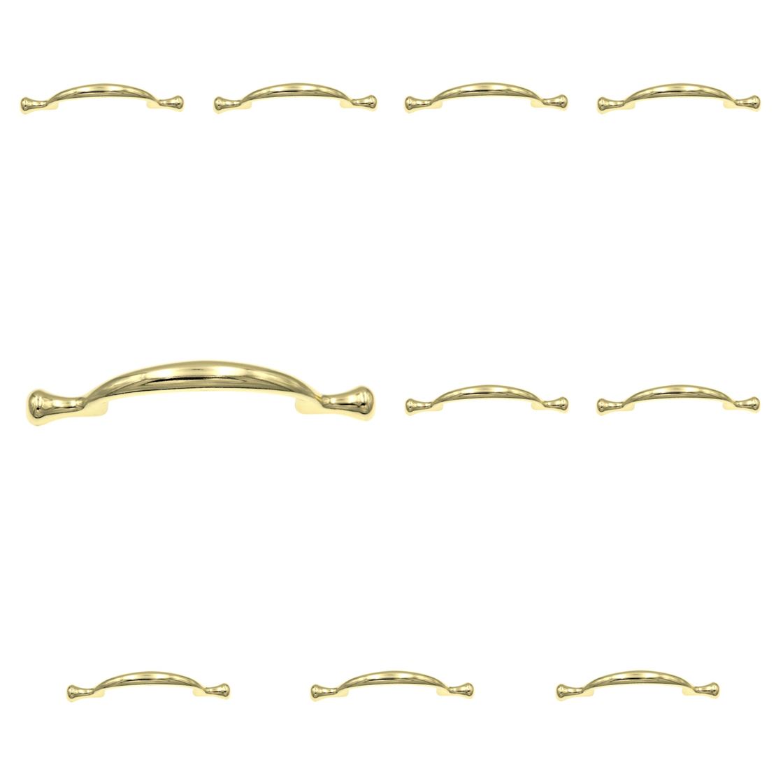 Polished Brass 3"cc Cabinet Handle Pulls Belwith's Conquest P14174-3, 10 Pack
