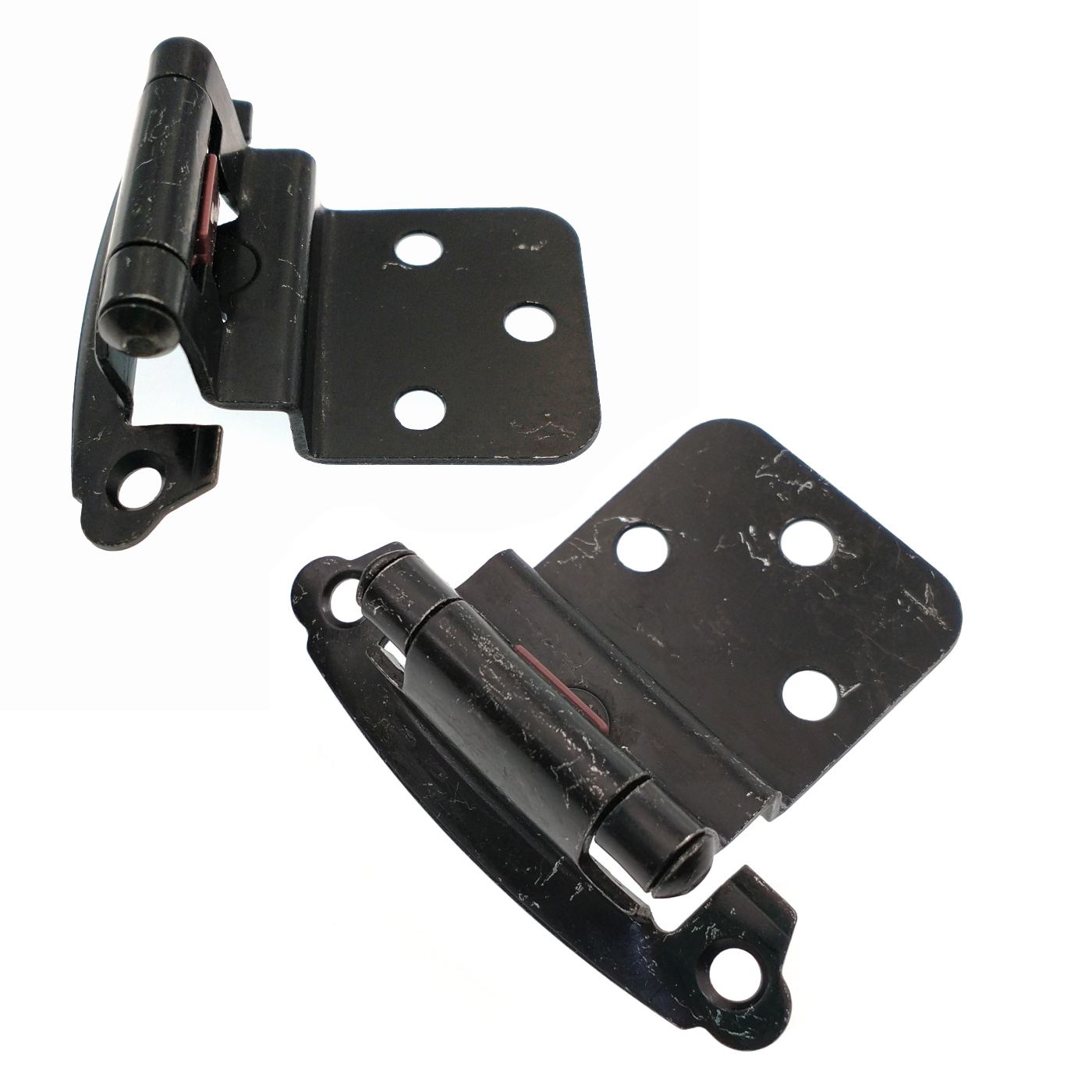 Par de bisagras empotradas de 3/8" con cierre automático de superficie negra envejecida Hickory P243-VP