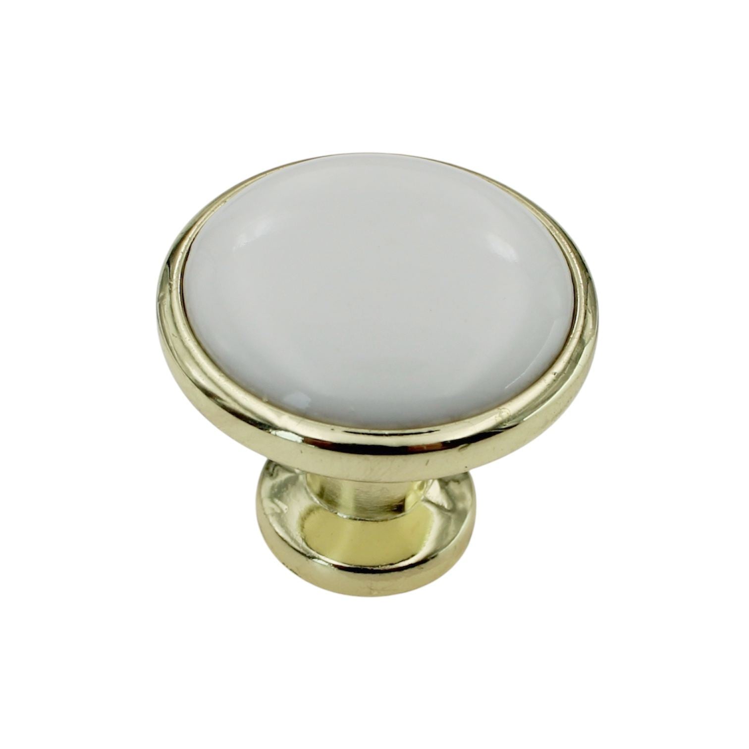 Liberty 1 1/4" Polished Brass and White Round Cabinet Knob P50162-PBW-C