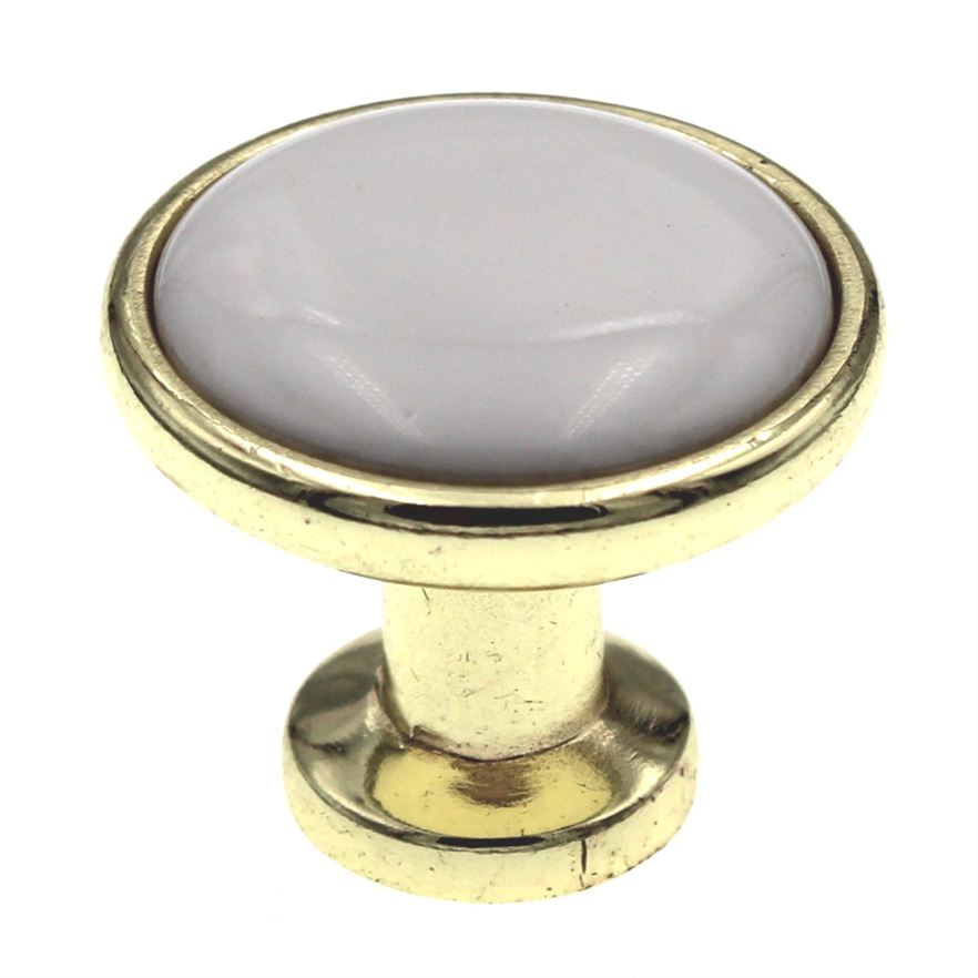 Pack of 25 P50162-PBW-C Polished Brass 1 1/4" Cabinet Knob White Center Liberty