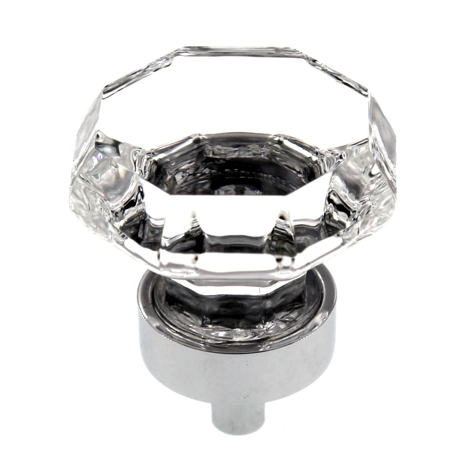 Top Knobs Crystal Brass 1 3/8" Clear Octogon Knob Polished Chrome Clear TK128PC