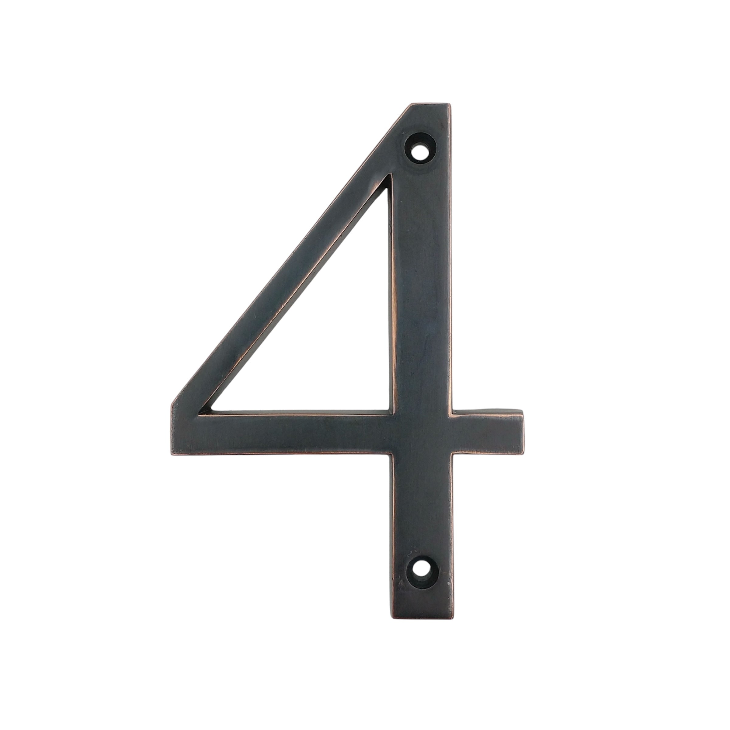 Números de dirección de casa empotrados de 4 pulgadas de metal de bronce envejecido, fuente legible en negrita