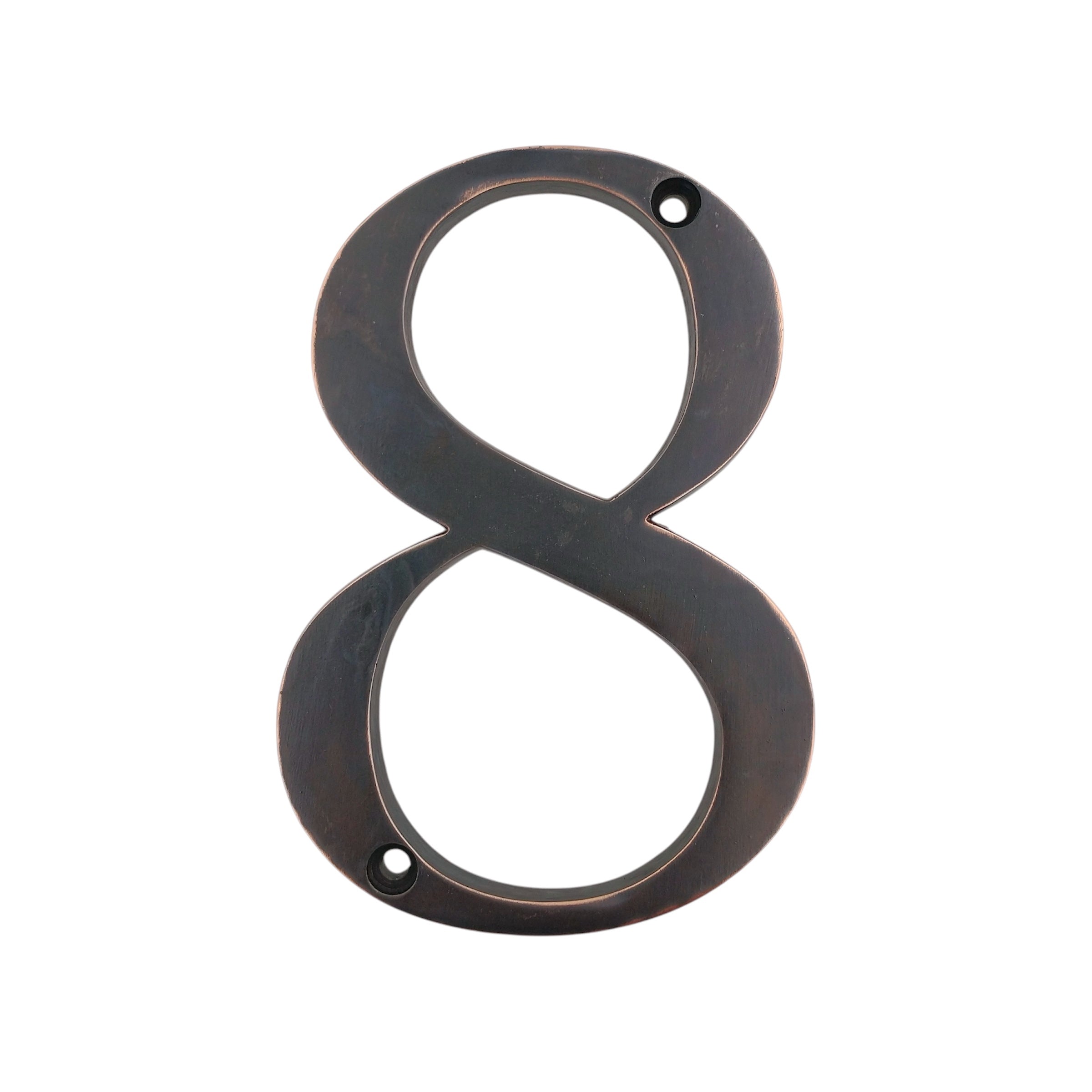 Números de dirección de casa empotrados de 4 pulgadas de metal de bronce envejecido, fuente legible en negrita