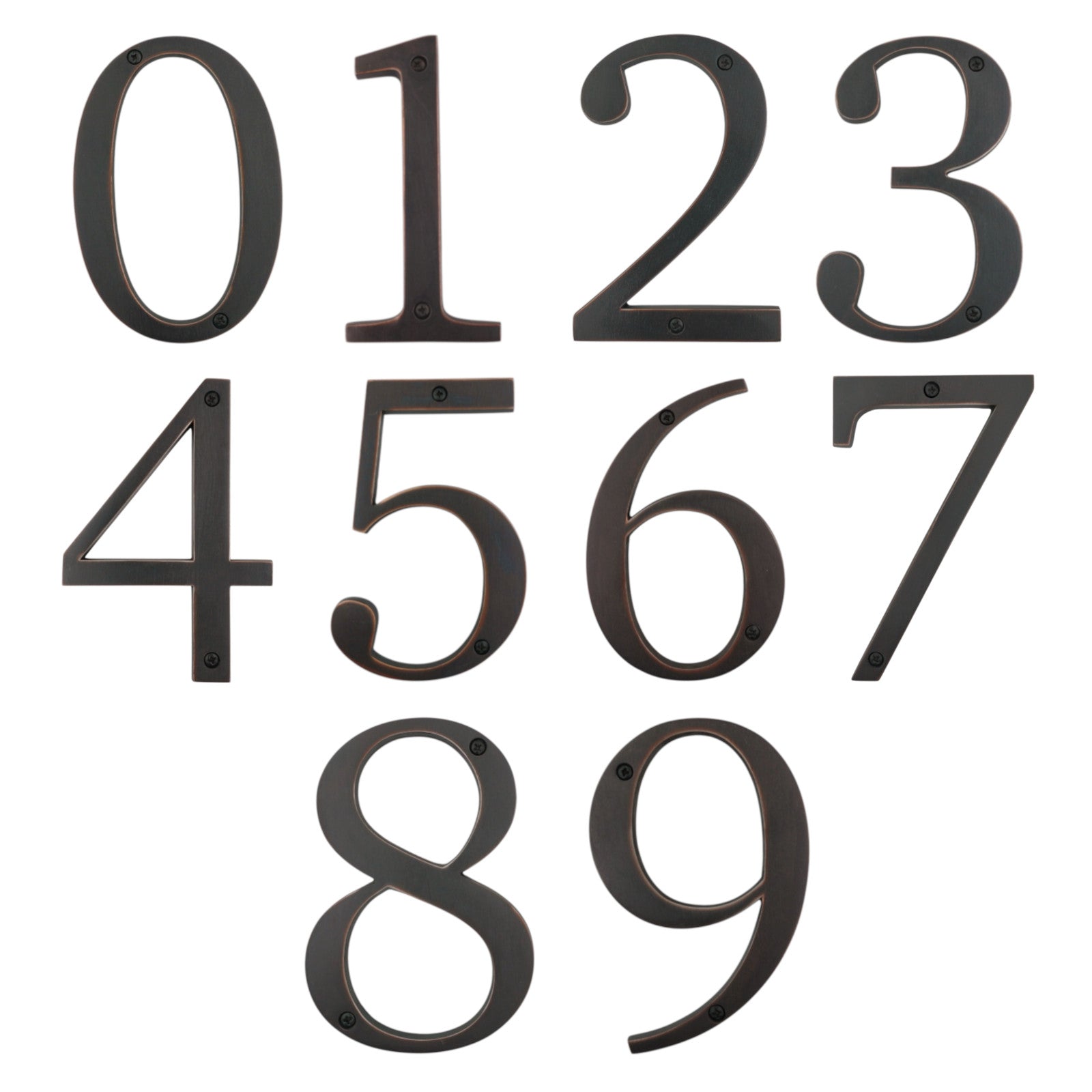 Large Bold 5" Aged Bronze Metal Flush House Address Numbers, Bold Easy-to-read Font