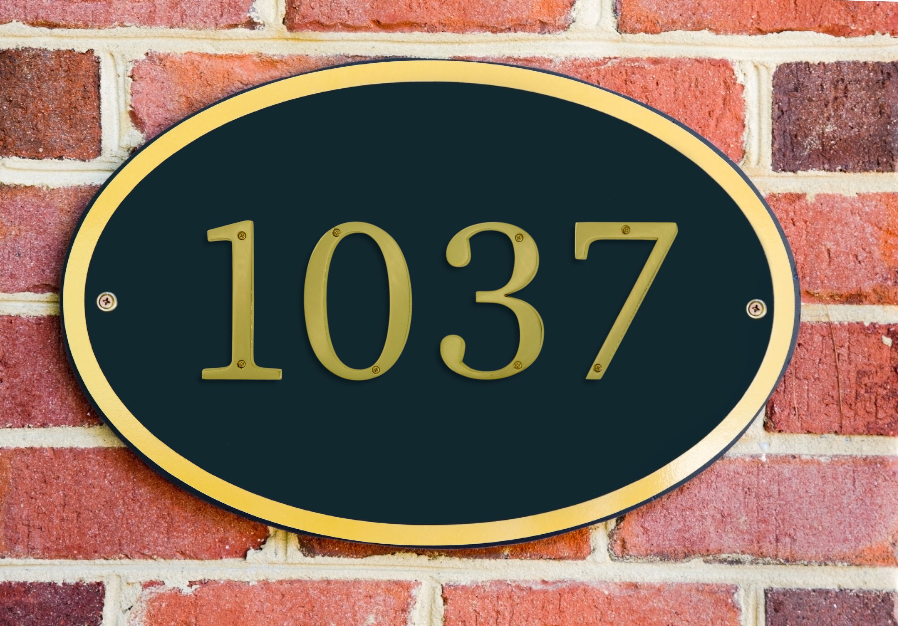 Números de dirección de casa empotrados en negrita de metal de latón pulido de 5 pulgadas, fuente fácil de leer en negrita