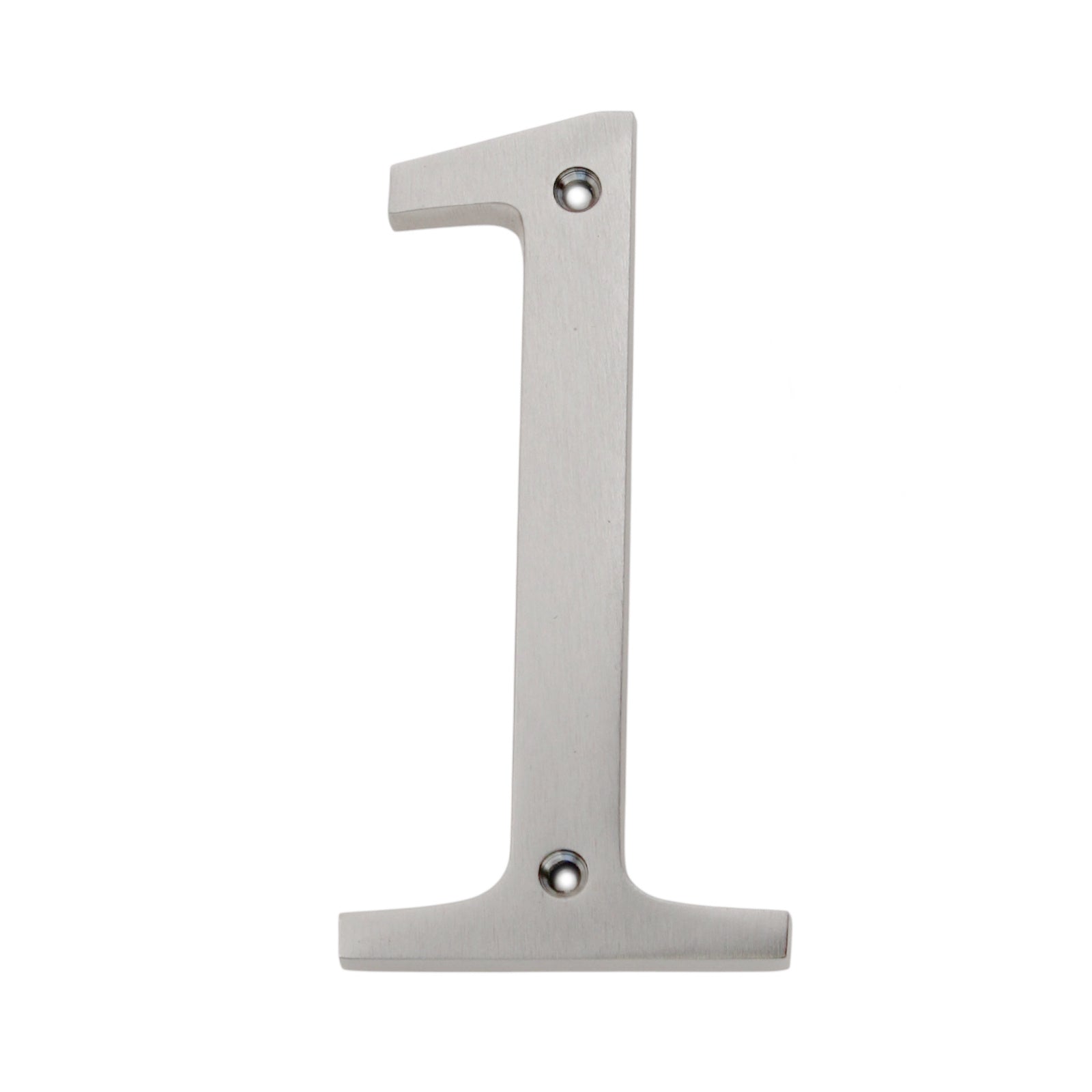 Números de dirección de casa empotrados de 4 pulgadas de metal de níquel satinado, fuente legible en negrita