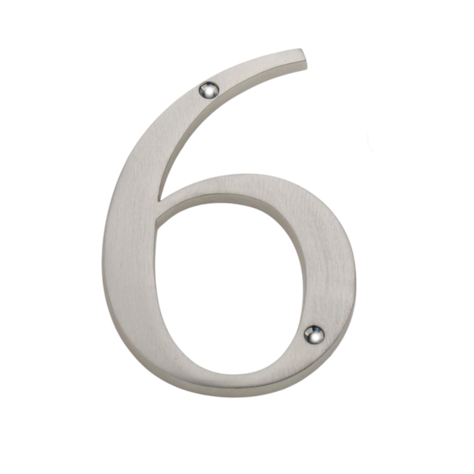 Números de dirección de casa empotrados de 4 pulgadas de metal de níquel satinado, fuente legible en negrita