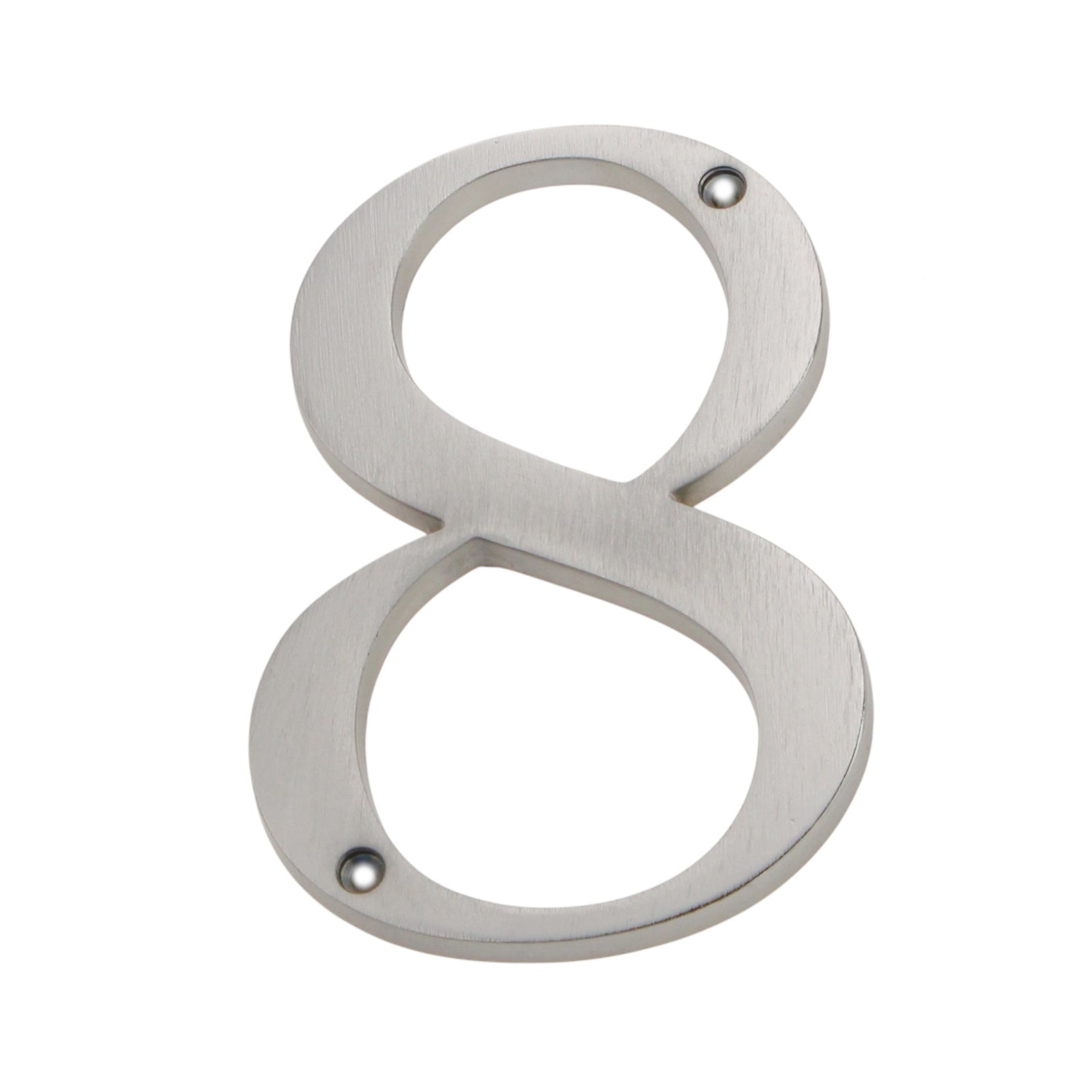 Números de dirección de casa empotrados de 4 pulgadas de metal de níquel satinado, fuente legible en negrita