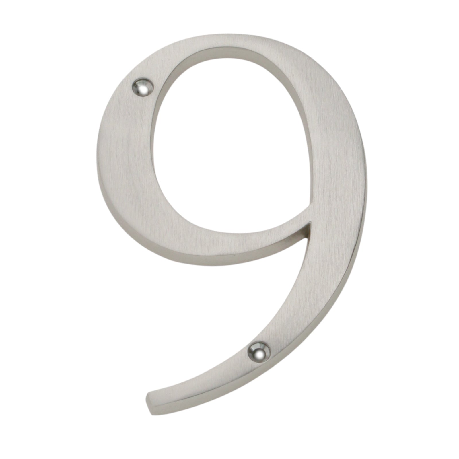 Números de dirección de casa empotrados de 5 pulgadas de metal de níquel satinado, fuente fácil de leer en negrita