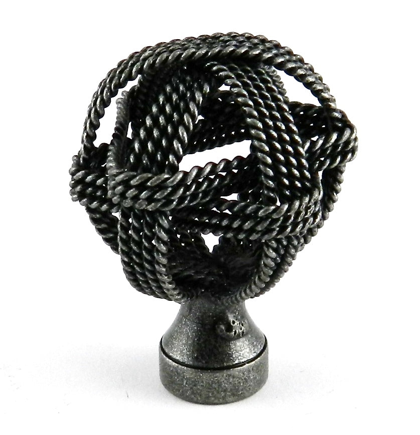 Laurey Mission Bay 50706 - Perilla para gabinete de peltre antiguo, redonda, con cuerda occidental, 1 1/4 pulgadas