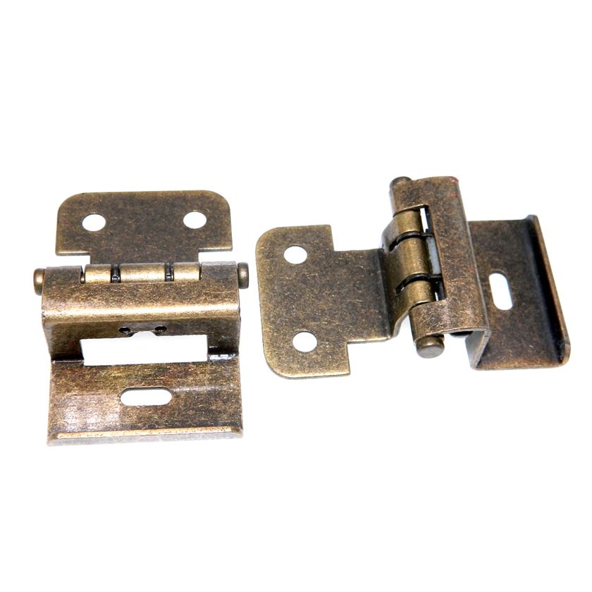 Ajax Antique Brass Full Wrap Hinges 1/4" Overlay Self-Closing  5122-AB