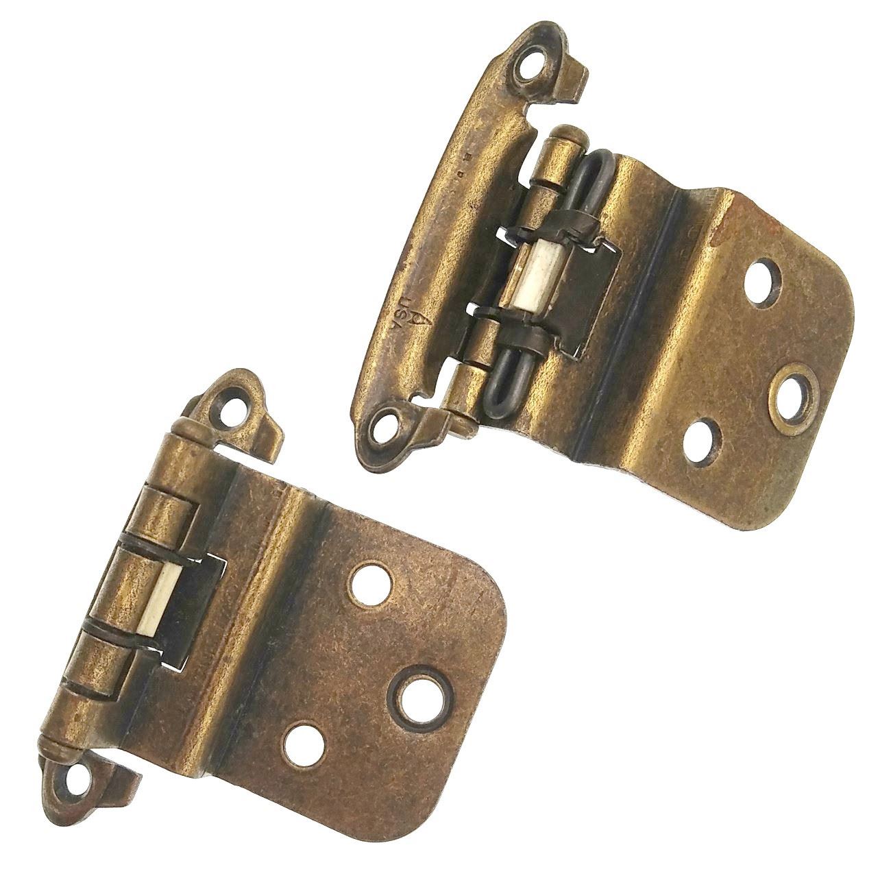 Par Vintage Ajax Bow-Tie Spring Antique Brass 3/8" Bisagras insertadas 592-AB