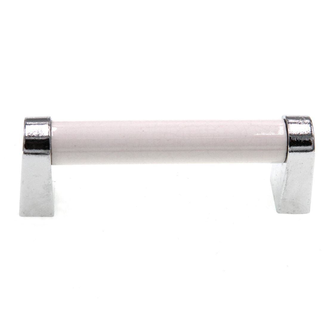 National Lock Royal Family Polished Chrome, White 3" Ctr Cabinet Handle 6241-WC