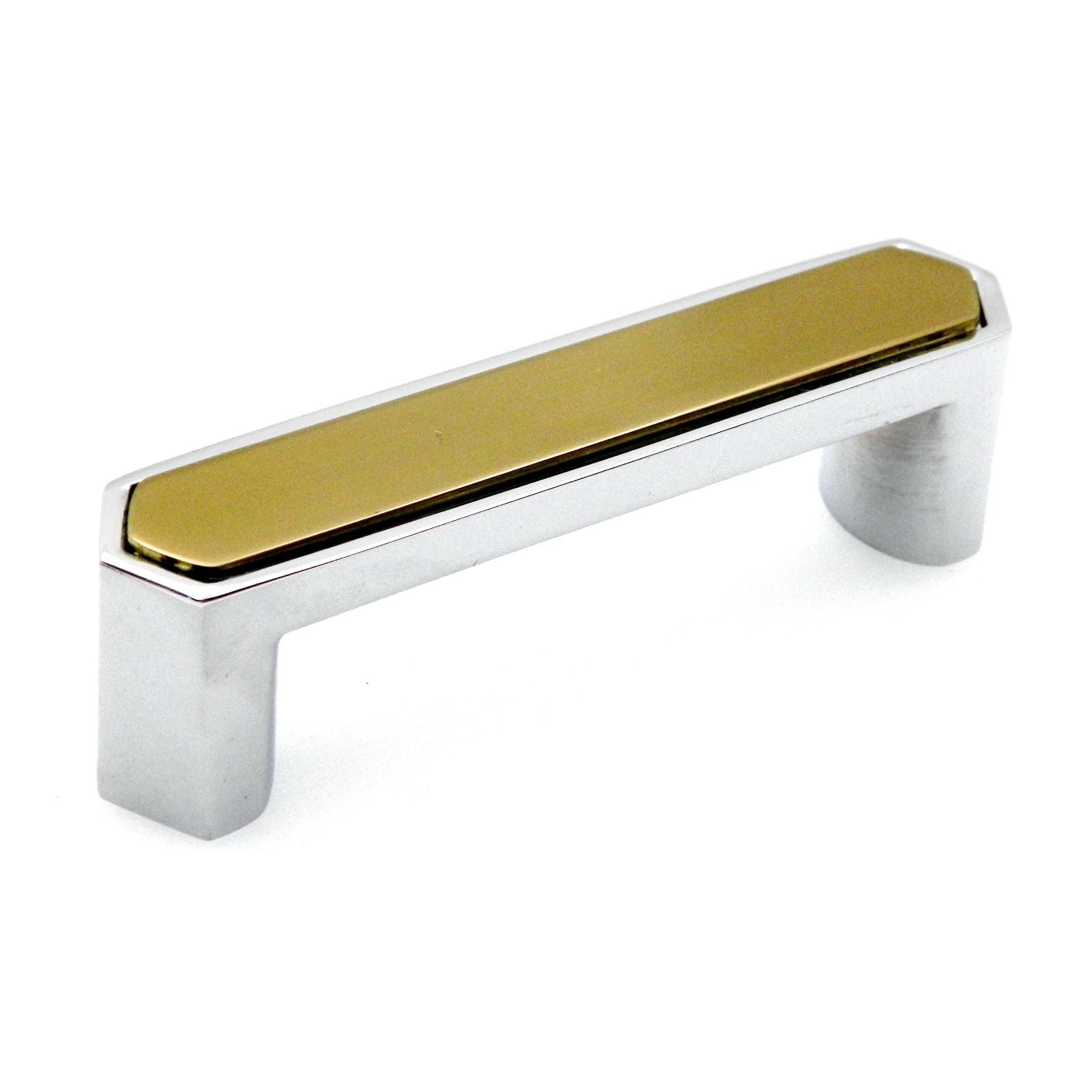 Amerock BP1444-263 Tirador de gabinete de cromo pulido de 3 "cc con parte superior plana de latón Allison