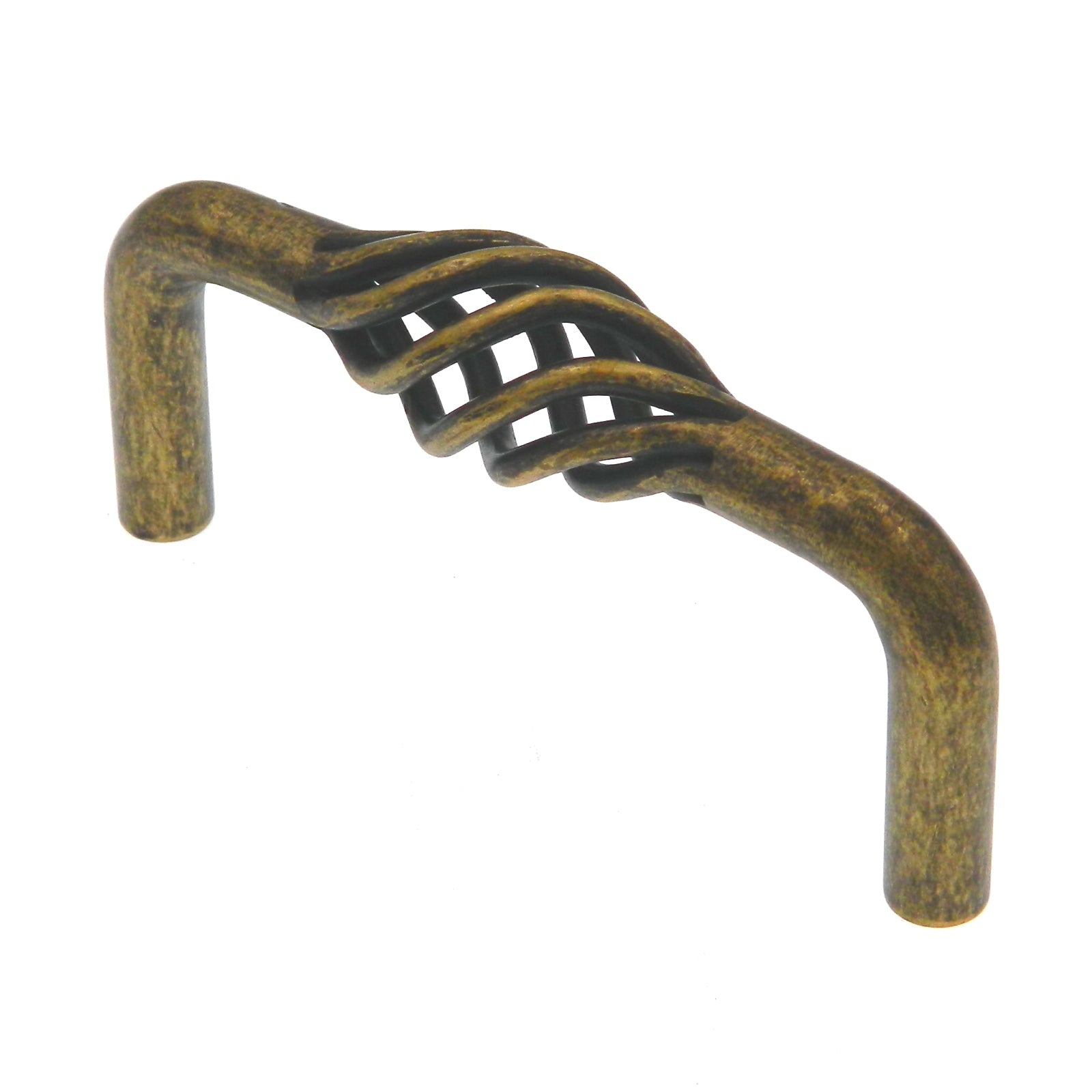 Amerock Village Classics BP19322-R2 Tirador de jaula para pájaros para gabinete de alambre de acero de latón desgastado de 3"