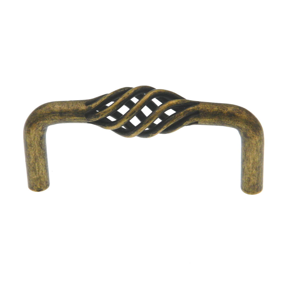 Amerock Village Classics BP19322-R2 Tirador de jaula para pájaros para gabinete de alambre de acero de latón desgastado de 3"