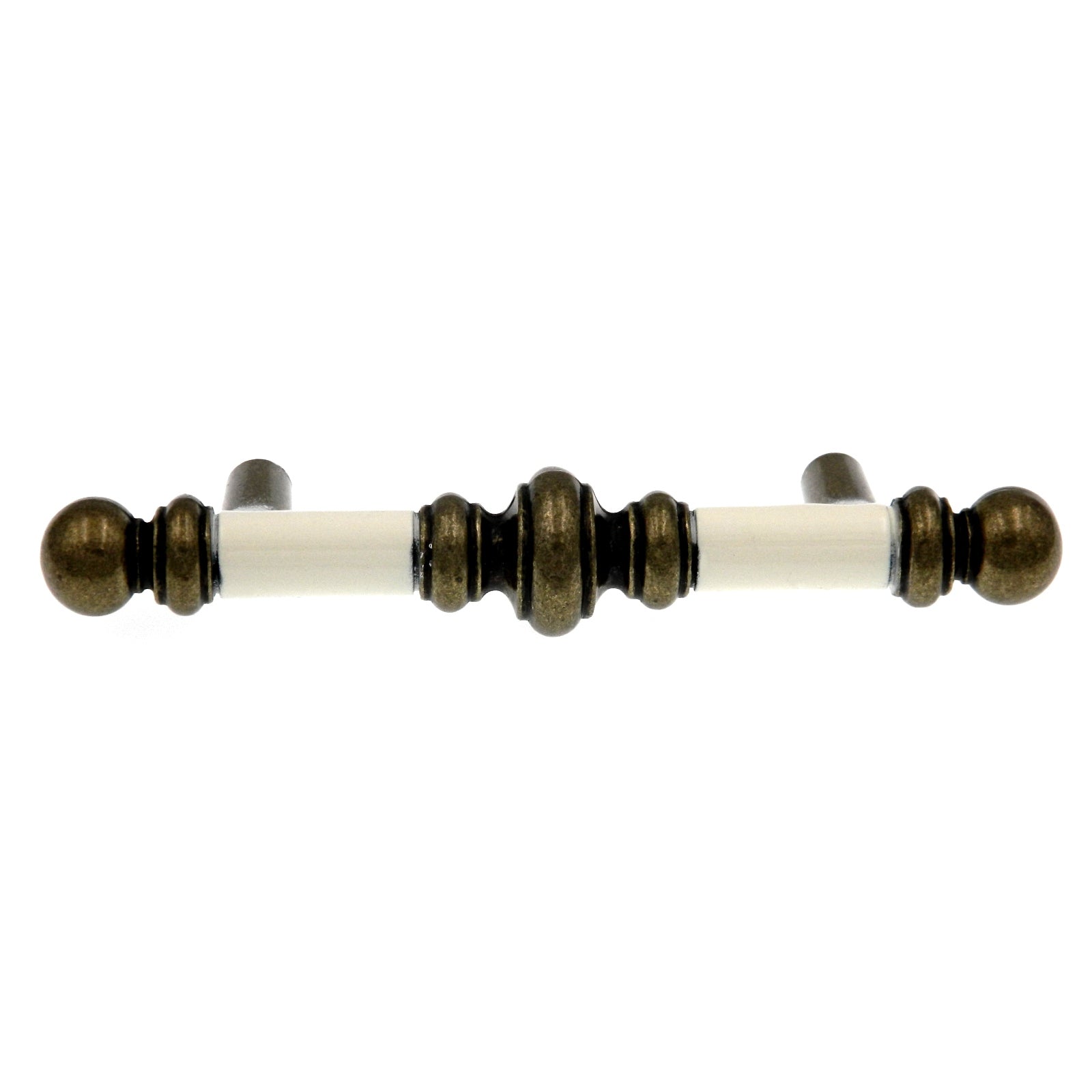 Amerock Allison BP742-CW - Tirador de barra elegante (latón antiguo y blanco, 3.0 in)