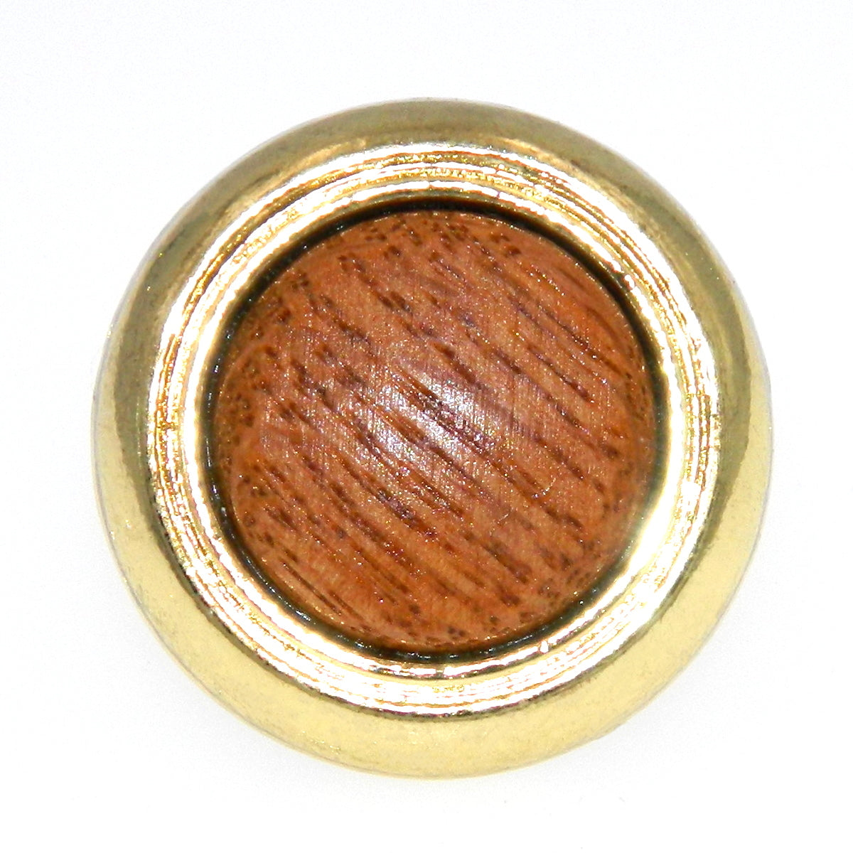 Paquete de 2 perillas para gabinete Amerock BP76244-03 de latón pulido de 1 1/4" con centro de roble