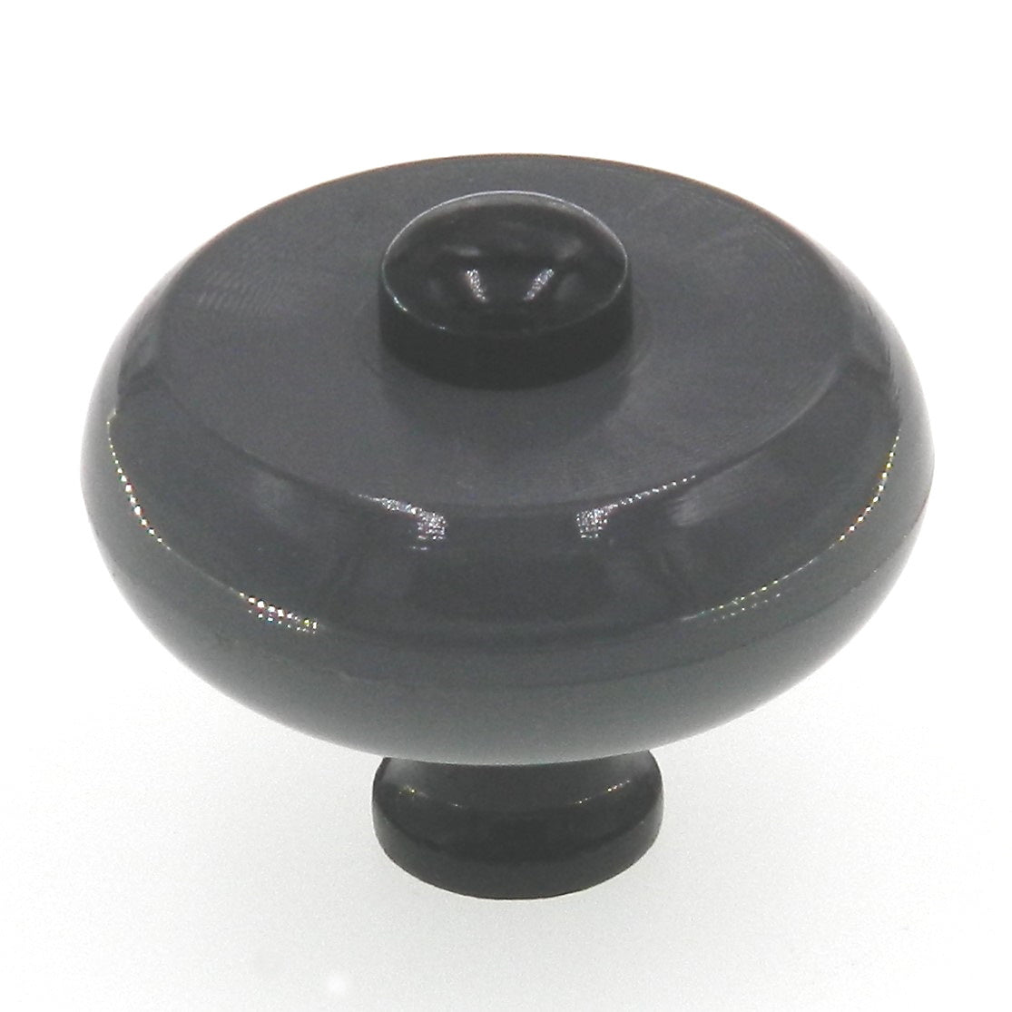Amerock Royal Family Gris, Negro Centro 1 3/16" Tirador de perilla para gabinete BP76268-GREB