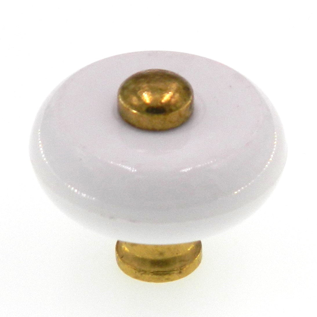 Amerock Allison Polished Brass, White Center 1 3/16" Cabinet Knob BP76268-WH3