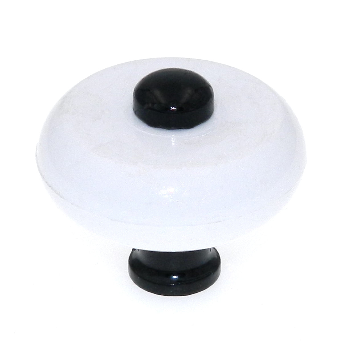 Amerock Hardware BP76268-WHEB - Pomo redondo para gabinete, color blanco, 1 3/16 pulgadas, con vástago de latón