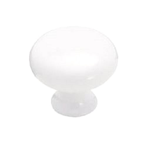 Amerock Annivesary BP853-GW - Pomo redondo de latón macizo para gabinete, color blanco brillante, 1 3/16 pulgadas