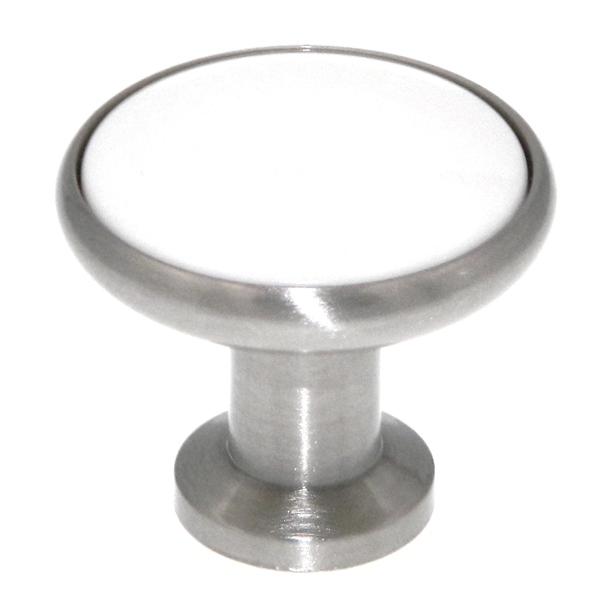 Amerock Allison Satin Nickel White Porcelain Center 1 3/16" Round Cabinet Pull Knob BP95130G