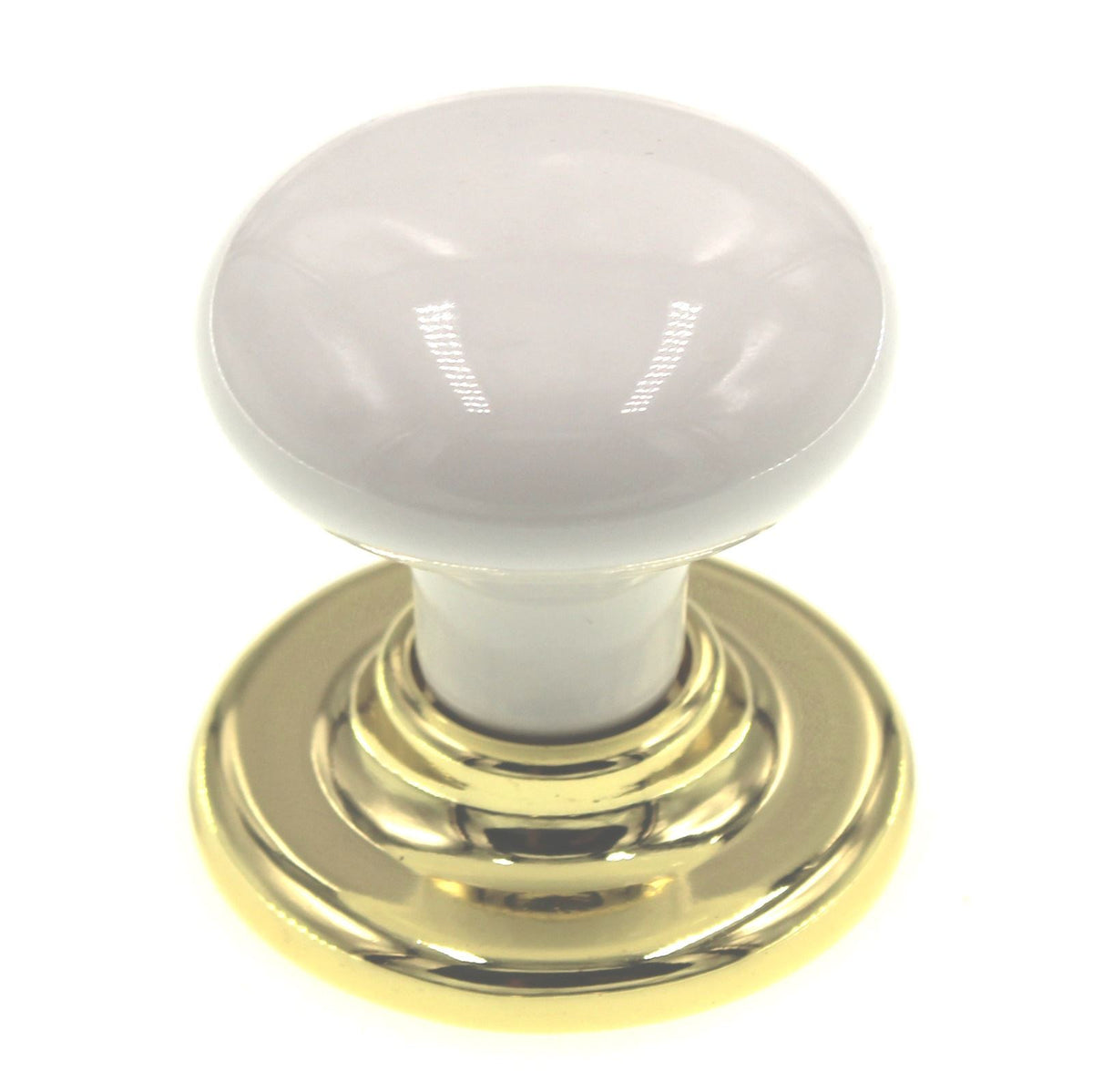 Amerock White Ceramic BiFold Door Knob 2" Polished Brass Backplate E5