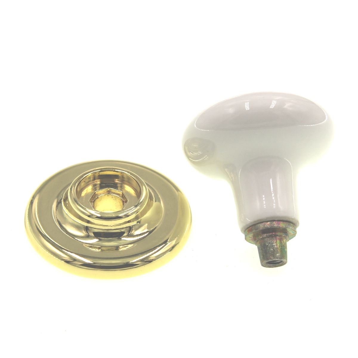 Amerock White Ceramic BiFold Door Knob 2" Polished Brass Backplate E5