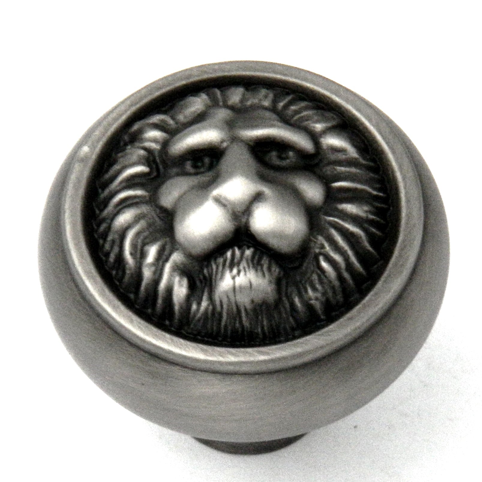 Keeler Richelieu Antique Pewter Round Lion 1 1/2" Solid Brass Cabinet Knob F503